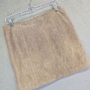 Blank NYC Suede Skirt Womens 27 Beige Leather Party‎ Cocktail Western Boho